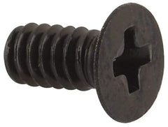 Made in USA - #4-40 UNC, 1/4" OAL Phillips Drive Machine Screw - Flat Head, Grade 300 Stainless Steel, Black Oxide Finish, Without Washer - Americas Industrial Supply