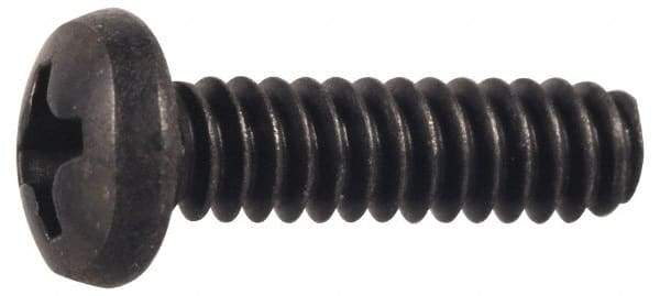 Made in USA - #6-32 UNC, 7/8" Length Under Head Phillips Drive Machine Screw - Pan Head, Grade 300 Stainless Steel, Black Oxide Finish, Without Washer - Americas Industrial Supply