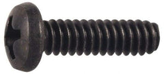 Made in USA - #8-32 UNC, 1/4" Length Under Head Phillips Drive Machine Screw - Pan Head, Grade 300 Stainless Steel, Black Oxide Finish, Without Washer - Americas Industrial Supply