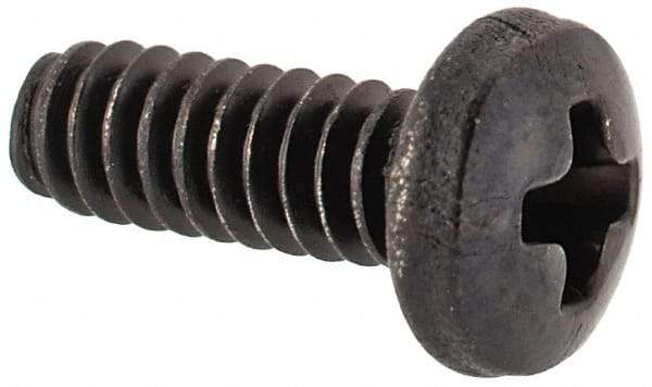 Made in USA - #4-40 UNC, 5/16" Length Under Head Phillips Drive Machine Screw - Pan Head, Grade 300 Stainless Steel, Black Oxide Finish, Without Washer - Americas Industrial Supply