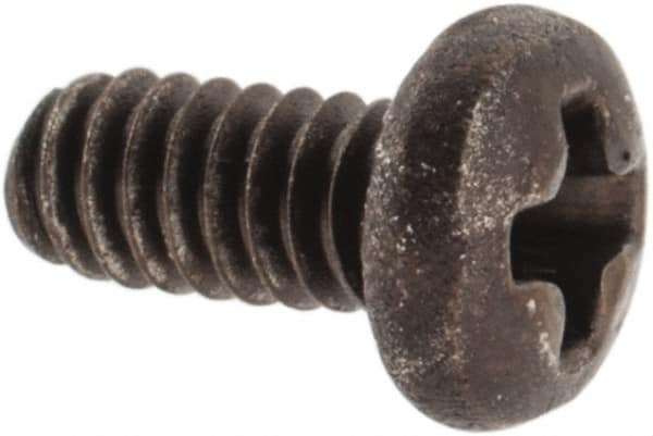Made in USA - #2-56 UNC, 3/16" Length Under Head Phillips Drive Machine Screw - Pan Head, Grade 300 Stainless Steel, Black Oxide Finish, Without Washer - Americas Industrial Supply