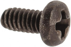 Made in USA - #2-56 UNC, 3/16" Length Under Head Phillips Drive Machine Screw - Pan Head, Grade 300 Stainless Steel, Black Oxide Finish, Without Washer - Americas Industrial Supply