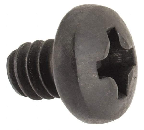 Made in USA - #6-32 UNC, 3/16" Length Under Head Phillips Drive Machine Screw - Pan Head, Grade 300 Stainless Steel, Black Oxide Finish, Without Washer - Americas Industrial Supply