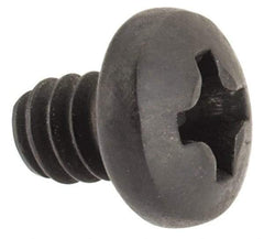 Made in USA - #6-32 UNC, 3/16" Length Under Head Phillips Drive Machine Screw - Pan Head, Grade 300 Stainless Steel, Black Oxide Finish, Without Washer - Americas Industrial Supply