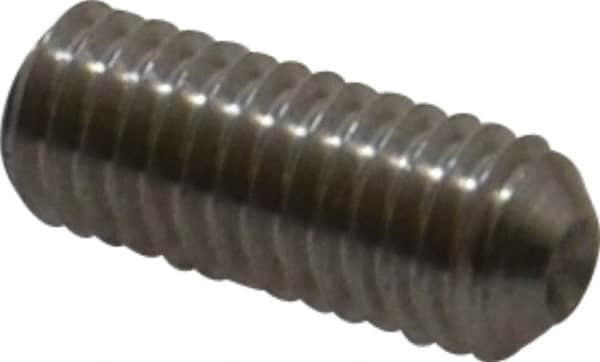 Made in USA - #10-32 UNF, 1/2" OAL, Cup Point Set Screw - Grade 303 Stainless Steel, 3/32" Key - Americas Industrial Supply
