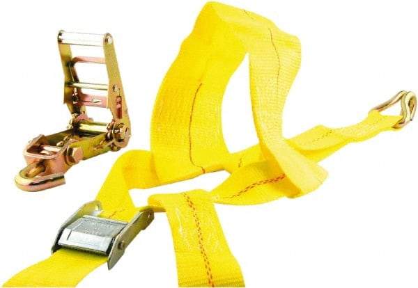 Erickson Manufacturing - 14' Long x 2" Wide, 10,000 Lb Basket Capacity, Polyester & Steel Web Sling - Yellow - Americas Industrial Supply