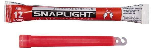 Cyalume - 10 Piece Red Chemical Lightstick - 6 Inch Long, 12 Hours Illumination Time, Nonflammable, Nontoxic and Waterproof, Snap and Shake Activation Method - Americas Industrial Supply