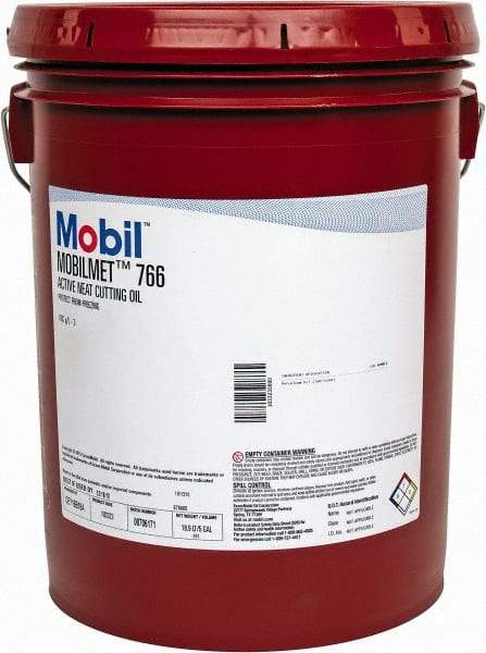 Mobil - Mobilmet 766, 5 Gal Pail Cutting Fluid - Straight Oil, For Automatic Lathe Operations, Broaching, Gear Shaving, Milling, Parting-Off, Planing, Shaping, Tapping, Threading - Americas Industrial Supply