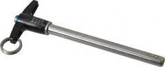 Jergens - 3/8" Diam, 4" Usable Length, T Handle, Push Button Quick Release Pin - 5-7/8" Overall Length, Grade 17-4 Stainless Steel, Passivated Finish - Americas Industrial Supply