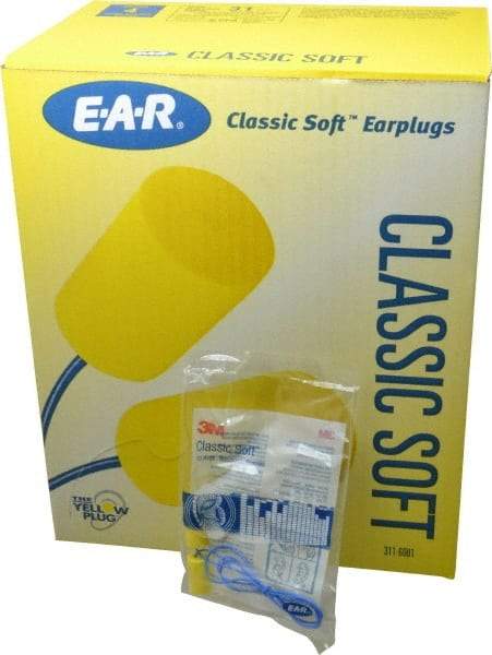 3M - Disposable, Corded, 31 dB, Barrel Earplugs - Yellow, 200 Pairs - Americas Industrial Supply