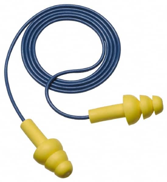 3M - Reusable, Corded, 25 dB, Cone Earplugs - Yellow, 200 Pairs - Americas Industrial Supply