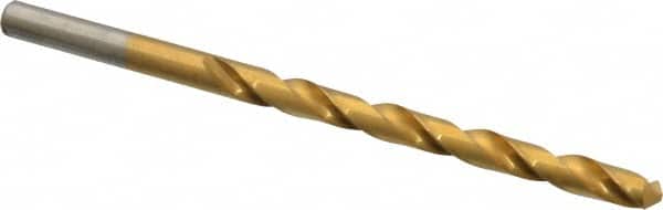 Chicago-Latrobe - #3 118° High Speed Steel Jobber Drill - TiN Finish, Right Hand Cut, Spiral Flute, Straight Shank, 3-3/4" OAL, Standard Point - Americas Industrial Supply