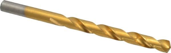 Chicago-Latrobe - 19/64" 118° High Speed Steel Jobber Drill - TiN Finish, Right Hand Cut, Spiral Flute, Straight Shank, 4-3/8" OAL, Standard Point - Americas Industrial Supply