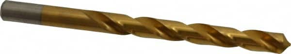 Chicago-Latrobe - 3/8" 118° High Speed Steel Jobber Drill - TiN Finish, Right Hand Cut, Spiral Flute, Straight Shank, 5" OAL, Standard Point - Americas Industrial Supply