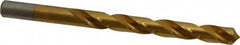 Chicago-Latrobe - 3/8" 118° High Speed Steel Jobber Drill - TiN Finish, Right Hand Cut, Spiral Flute, Straight Shank, 5" OAL, Standard Point - Americas Industrial Supply