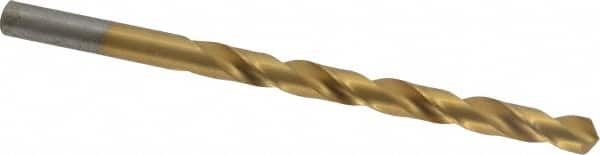 Chicago-Latrobe - Letter A 118° High Speed Steel Jobber Drill - TiN Finish, Right Hand Cut, Spiral Flute, Straight Shank, 3-7/8" OAL, Standard Point - Americas Industrial Supply
