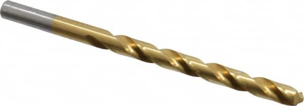 Chicago-Latrobe - Letter D 118° High Speed Steel Jobber Drill - TiN Finish, Right Hand Cut, Spiral Flute, Straight Shank, 4" OAL, Standard Point - Americas Industrial Supply