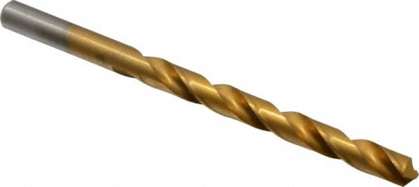 Chicago-Latrobe - Letter M 118° High Speed Steel Jobber Drill - TiN Finish, Right Hand Cut, Spiral Flute, Straight Shank, 4-3/8" OAL, Standard Point - Americas Industrial Supply