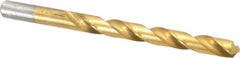 Chicago-Latrobe - Letter T 118° High Speed Steel Jobber Drill - TiN Finish, Right Hand Cut, Spiral Flute, Straight Shank, 4-7/8" OAL, Standard Point - Americas Industrial Supply