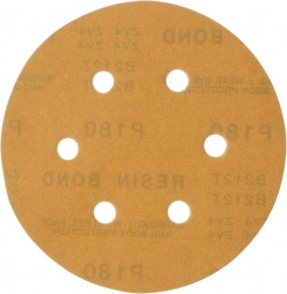 Made in USA - 6" Diam, 180 Grit, Aluminum Oxide Hook & Loop Disc - Very Fine Grade, Coated, C Weight Paper Backing, - Americas Industrial Supply