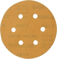 Made in USA - 6" Diam, 180 Grit, Aluminum Oxide Hook & Loop Disc - Very Fine Grade, Coated, C Weight Paper Backing, - Americas Industrial Supply