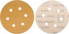 Made in USA - 6" Diam, 320 Grit, Aluminum Oxide Hook & Loop Disc - Extra Fine Grade, Coated, C Weight Paper Backing, - Americas Industrial Supply