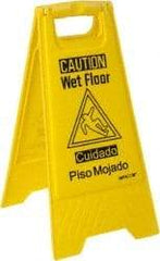 NMC - Caution - Wet Floor, 10-3/4" Wide x 24-5/8" High, Plastic Floor Sign - English/Spanish, A-Frame, Black on Yellow, For Restroom, Janitorial & Housekeeping - Americas Industrial Supply