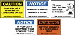 NMC - "Various Office Humor", 3" Long x 5" Wide, Pressure-Sensitive Vinyl Safety Sign - Rectangle, 0.004" Thick, Use for Workplace/Safety - Americas Industrial Supply