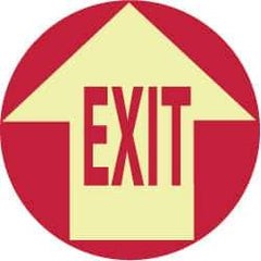 NMC - Exit, Anti-Skid Polyester Floor Sign - Round, Red on Glow (Yellow), Adhesive Backed, For Exit, Entrance & Directional - Americas Industrial Supply