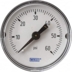 Wika - 1-1/2" Dial, 1/8 Thread, 0-60 Scale Range, Pressure Gauge - Center Back Connection Mount, Accurate to 3-2-3% of Scale - Americas Industrial Supply