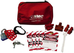 NMC - 12 Piece Electrical Lockout Kit - 3/4 Inch Vertical Shackle Clearance, Comes in Pouch - Americas Industrial Supply