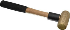 American Hammer - 1 Lb Head 1-1/8" Face Brass Head Hammer - 12" OAL, Wood Handle - Americas Industrial Supply