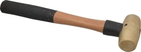 American Hammer - 2 Lb Head 1-3/8" Face Brass Head Hammer - 13" OAL, Wood Handle - Americas Industrial Supply