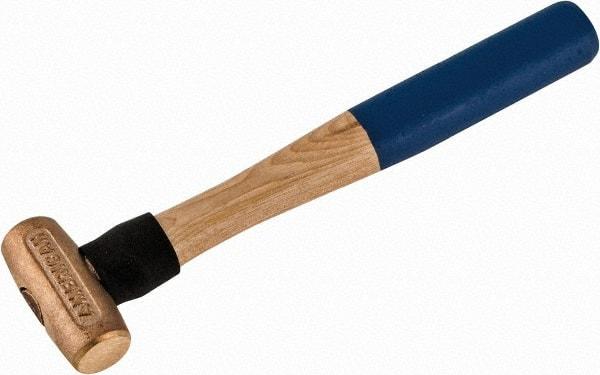 American Hammer - 1 Lb Head 1-1/8" Face Bronze Nonmarring Hammer - 12" OAL, Wood Handle - Americas Industrial Supply