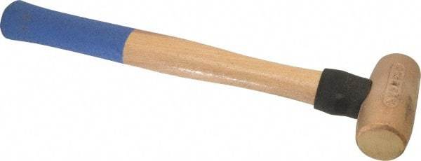 American Hammer - 3 Lb Head 1-1/2" Face Bronze Nonmarring Hammer - 15" OAL, Wood Handle - Americas Industrial Supply