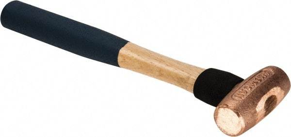 American Hammer - 1-1/2 Lb Nonsparking Copper Head Hammer - 12" OAL, 2-3/4" Head Length, 1-3/8" Face Diam, 12" Hickory Handle - Americas Industrial Supply