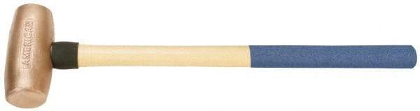 American Hammer - 10 Lb Nonsparking Copper Head Hammer - 26" OAL, 6-1/2" Head Length, 2" Face Diam, 26" Hickory Handle - Americas Industrial Supply