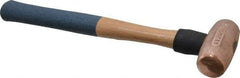 American Hammer - 3 Lb Nonsparking Copper Head Hammer - 15" OAL, 4" Head Length, 1-1/2" Face Diam, 15" Hickory Handle - Americas Industrial Supply