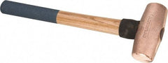 American Hammer - 5 Lb Nonsparking Copper Head Hammer - 16" OAL, 5" Head Length, 1-3/4" Face Diam, 16" Hickory Handle - Americas Industrial Supply