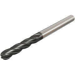 Iscar - 3/4" Diam, 1-1/2" LOC, 4 Flute Solid Carbide Ball End Mill - TiAlN Finish, Single End, 4" OAL, 3/4" Shank Diam, Spiral Flute - Americas Industrial Supply