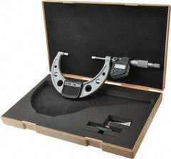 Mitutoyo - 76.2mm to 101.6mm Electronic Blade Micrometer - 0.003mm Accuracy, 0.75mm Blade Thickness, Ratchet Stop Thimble - Americas Industrial Supply