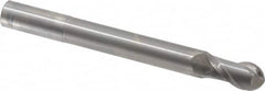 Accupro - 5/8" Diam, 1-1/4" LOC, 2 Flute Solid Carbide Ball End Mill - Uncoated, Single End, 6" OAL, 5/8" Shank Diam, Spiral Flute - Americas Industrial Supply