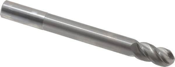 Accupro - 5/8" Diam, 1-1/4" LOC, 4 Flute Solid Carbide Ball End Mill - Uncoated, Single End, 6" OAL, 5/8" Shank Diam, Spiral Flute - Americas Industrial Supply