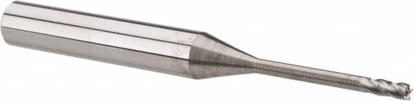 Accupro - 2mm, 5mm LOC, 6mm Shank Diam, 57mm OAL, 4 Flute, Solid Carbide Square End Mill - Single End, Uncoated, Spiral Flute, 30° Helix, Centercutting, Right Hand Cut, Right Hand Flute - Americas Industrial Supply