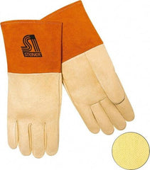 Steiner - Size L Unlined Pigskin Welding Glove - 13" OAL, Safety Cuff, Wing Thumb, For MIG - Americas Industrial Supply