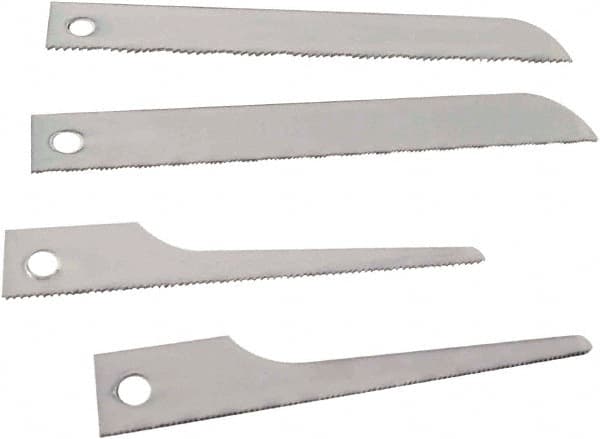 Disston - 4 Piece, 3" to 4" Long x 0.03" Thick, Bi-Metal Reciprocating Saw Blade Set - Straight Profile, 18 to 32 Teeth per Inch, Toothed Edge, Angled Tip - Americas Industrial Supply