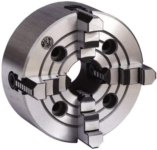 Gibraltar - 4 Jaws, 3" Diam, Independent Manual Lathe Chuck - Plain Back Mount Spindle, Reversible, 4,000 Max RPM, 0.8661" Through Hole Diam, Cast Iron - Americas Industrial Supply