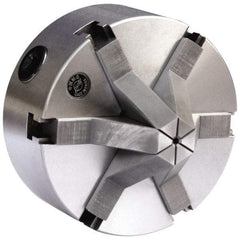 Gibraltar - 6 Jaws, 6" Diam, Self Centering Manual Lathe Chuck - Plain Back Mount Spindle, 1.6535" Through Hole Diam, Cast Iron - Americas Industrial Supply