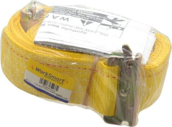 Value Collection - 20' Long x 2" Wide, 1 Ply, Polyester Web Sling - Yellow - Americas Industrial Supply