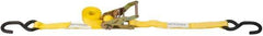 Value Collection - 10' Long x 1" Wide, 3,300 Lb Basket Capacity, 700 Lb Vertical Capacity, 1 Ply, Polyester Web Sling - Yellow - Americas Industrial Supply